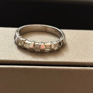 Diamond wedding band in 14k white gold